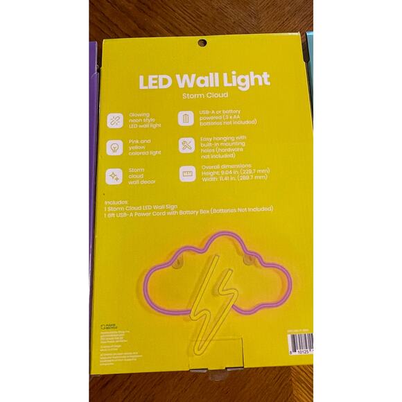 Bundle of 3 LED wall neon lights. Rainbow, Dinosaur, & Storm Cloud - Picture 6 of 10